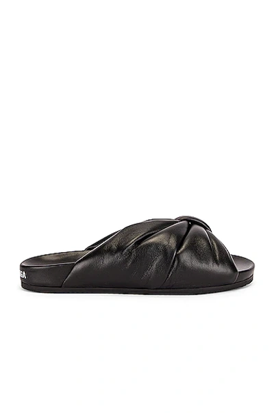 Balenciaga Puffy Knot Slide Sandals In Black