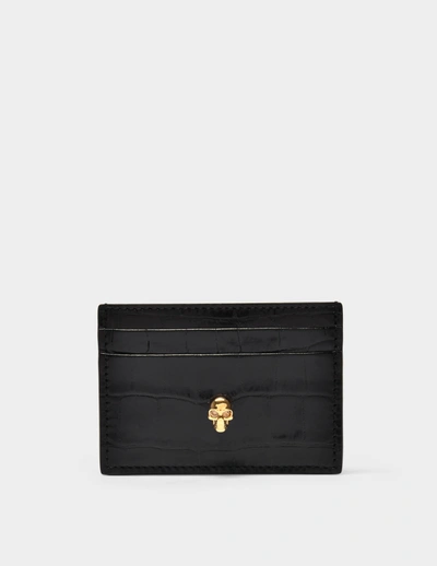 ALEXANDER MCQUEEN CARD HOLDER - ALEXANDER MCQUEEN - BLACK - LEATHER