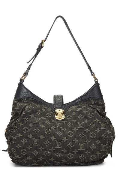 Pre-owned Louis Vuitton Black Monogram Denim Mahina Extra Small