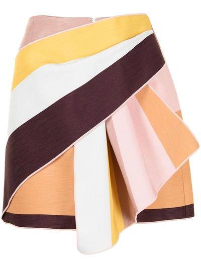 Acler Harper Striped Miniskirt In Brown