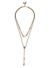 ALEXANDER MCQUEEN SKULL AND PEARL EMBELLISHED GOLD-TONE NECKLACE,4062376