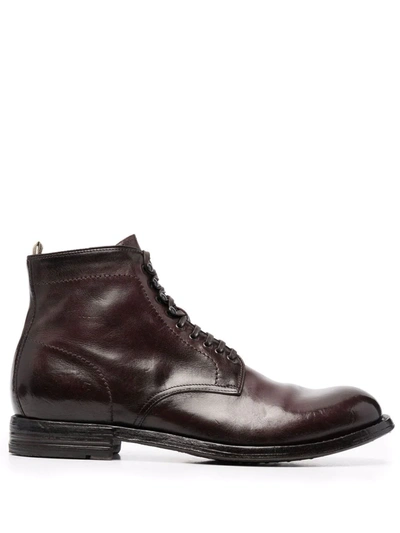Officine Creative Lace-up Leather Boots In Brown