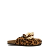 Jw Anderson Chain-embellished Leopard-print Calf Hair Slippers In Leopard