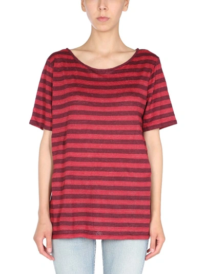 Saint Laurent Striped Cotton T-shirt In Multicolour