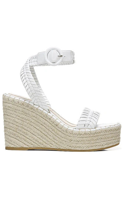 Veronica Beard Rilla Leather Espadrille Platform Wedge Sandals In White