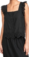 Madewell Eyelet Ruffle Strap Button-up Tank Top