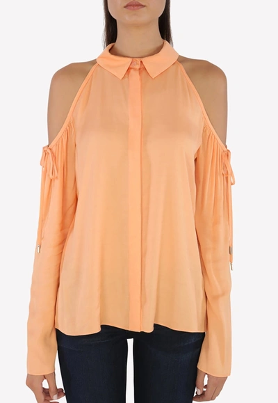 Cushnie Et Ochs Cold-shoulder Blouse In Orange