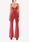 Herve Leger Dilonne Essential Bandaged Jumpsuit In Red