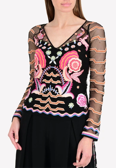 Temperley London Chimera V-neck Top In Black