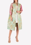 FRANCESCO SCOGNAMILIO COLLARLESS EMBROIDERED FOIL COAT,CP53/56/765