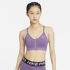 Nike Dri-fit Indy Women's Light-support Padded V-neck Sports Bra In Amethyst Smoke,amethyst Smoke,amethyst Smoke,white