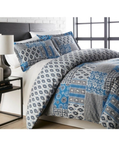 Southshore Fine Linens Vilano Global Patchwork Ultra Soft 3 Pc. Duvet Cover Set, King/california King In Blue