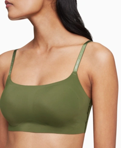 Calvin Klein Invisibles Comfort Lightly Lined Retro Bralette Qf4783 In Duffle