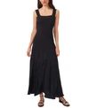 Vince Camuto Paneled Smocked-back Challis Tank Dress In Rich Black