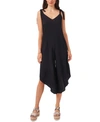 Vince Camuto Solid Tie-shoulder Cascading Jumpsuit In Rich Black