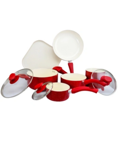 Gibson Oster Cocina San Jacinto Aluminum Cookware, Set Of 9 In Red