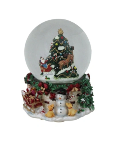 Northlight 6.5" Christmas Tree And Santa Claus Musical Blowing Snow Globe In Red