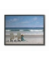 STUPELL INDUSTRIES TWO WHITE ADIRONDACK CHAIRS ON THE BEACH FRAMED TEXTURIZED ART, 24" L X 30" H