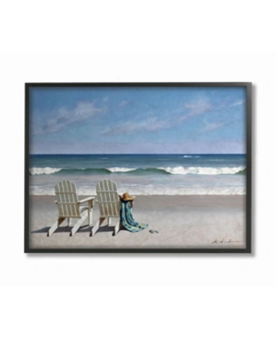 Stupell Industries Two White Adirondack Chairs On The Beach Framed Texturized Art, 24" L X 30" H In Multi