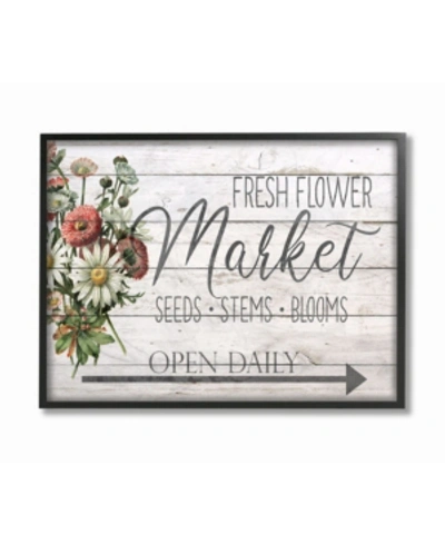 Stupell Industries Farmhouse Planked Look Fresh Flower Market Open Daily Framed Texturized Art, 24" L X 30" H In Multi