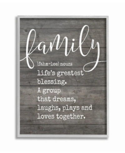Stupell Industries Family Definition Planked Gray Framed Texturized Art, 16" L X 20" H In Multi