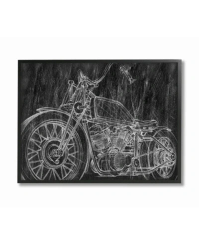 Stupell Industries Monotone Black And White Motorcycle Sketch Framed Texturized Art, 24" L X 30" H In Multi