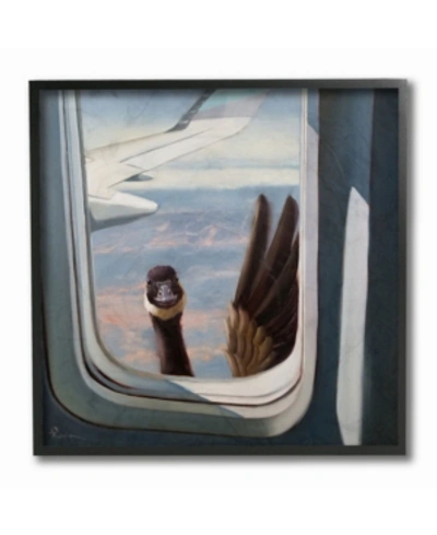 Stupell Industries Hello From A Goose Airplane Window Scene Painting Framed Giclee Texturized Art, 12" L X 12" H In Multi