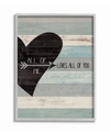 STUPELL INDUSTRIES ALL OF ME LOVES ALL OF YOU DISTRESSED HEART GRAY FRAMED TEXTURIZED ART, 16" L X 20" H