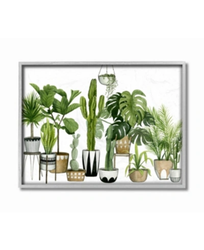 Stupell Industries Boho Plant Scene With Cacti And Succulents In Geometric Pots Watercolor Gray Framed Texturized Art, In Multi