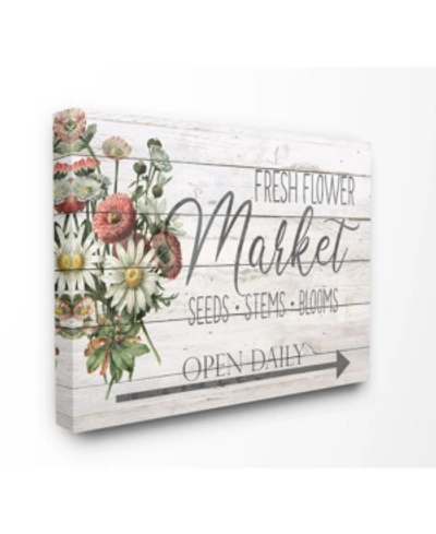 Stupell Industries Farmhouse Planked Look Fresh Flower Market Open Daily Canvas Wall Art, 16" L X 20" H In Multi