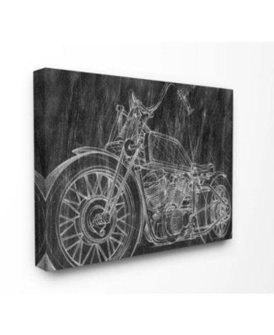 Stupell Industries Monotone Black And White Motorcycle Sketch Canvas Wall Art, 24" L X 30" H In Multi