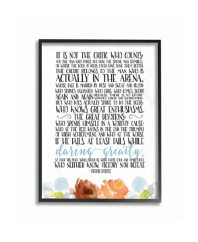 Stupell Industries It Is Not The Critic Who Counts Roosevelt Floral Quote, 16" L X 20" H In Multi