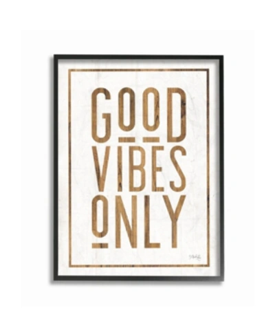 Stupell Industries Good Vibes Only Rustic White And Exposed Wood Look Sign, 16" L X 20" H In Multi