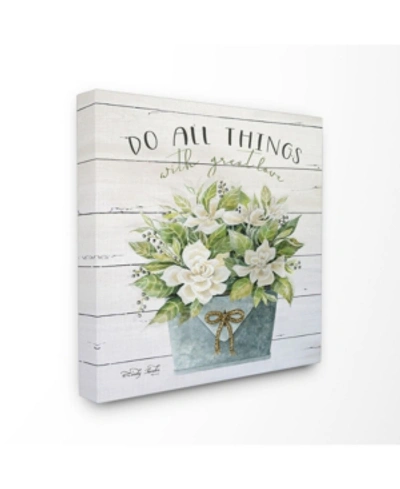 Stupell Industries Do All Things With Great Love Floral Magnolia Pail Planked Look, 30" L X 30" H In Multi