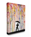 STUPELL INDUSTRIES MELTING COLORS RAINBOW RAIN DROPS UMBRELLA DANCING SILHOUETTE STRETCHED CANVAS WALL ART, 30" L X 40"
