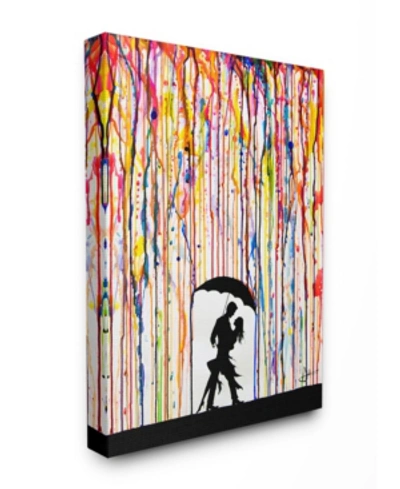 Stupell Industries Melting Colors Rainbow Rain Drops Umbrella Dancing Silhouette Stretched Canvas Wall Art, 30" L X 40" In Multi