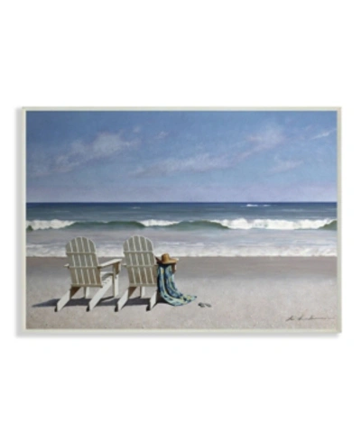 Stupell Industries Two White Adirondack Chairs On The Beach Wall Plaque Art, 13" L X 19" H In Multi