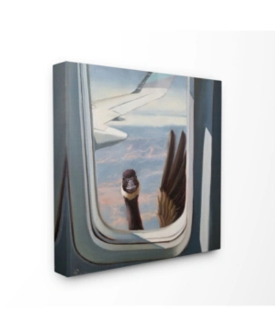 Stupell Industries Hello From A Goose Airplane Window Scene Painting Stretched Canvas Wall Art, 24" L X 24" H In Multi