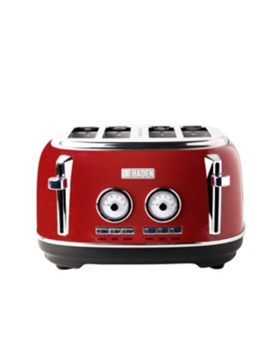 Haden Dorset 4-slice Toaster With Browning Control, Cancel, Reheat And Defrost Settings In Red