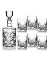 MARQUIS BY WATERFORD OBLIQUE DECANTER AND TUMBLER SET, 7 PIECE