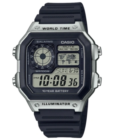 Casio Men's Digital Black Resin Strap Watch 42.1mm