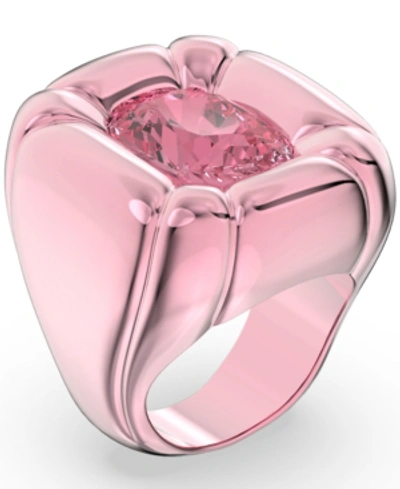 Swarovski Crystal Molded Solitaire Statement Ring In Pink