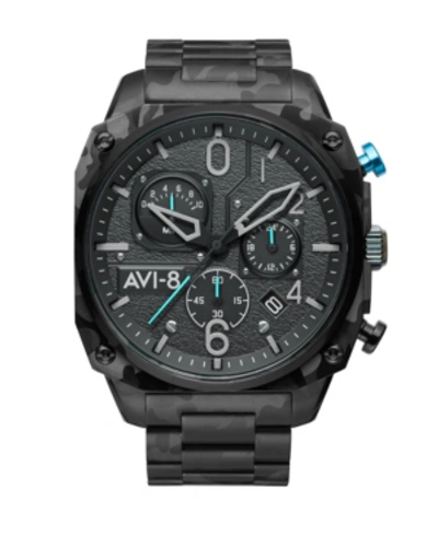 Avi-8 Men's Hawker Hunter Retrograde Chronograph Night Camo With Black-tone Solid Stainless Steel Bracelet