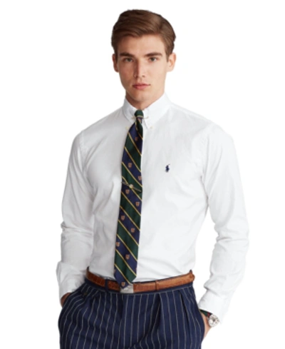 Polo Ralph Lauren Men's Classic-fit Checked Stretch Oxford Shirt In White