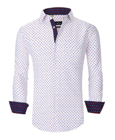 Azaro Uomo Men's Slim Fit Business Nautical Button Down Dress Shirt In White