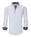 Azaro Uomo Men's Slim Fit Business Nautical Button Down Dress Shirt In White Polka Dots