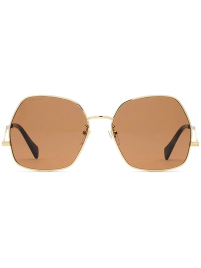 Gucci Gold Geometric-frame Sunglasses