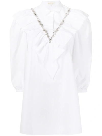 Shushu-tong Crystal-embellished Ruffled Shirtdress In Co001wh100