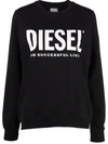 Diesel Crew Neck Sweatshirt With Logo Print In Black