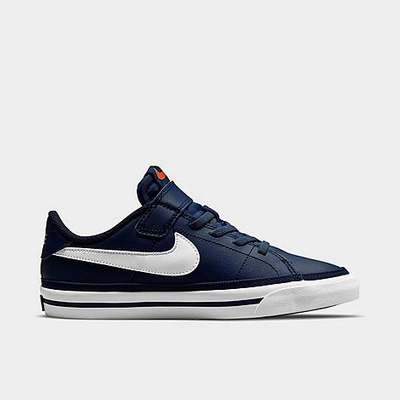 Nike Little Kids' Court Legacy Casual Shoes In Midnight Navy/white-gum Light Brown